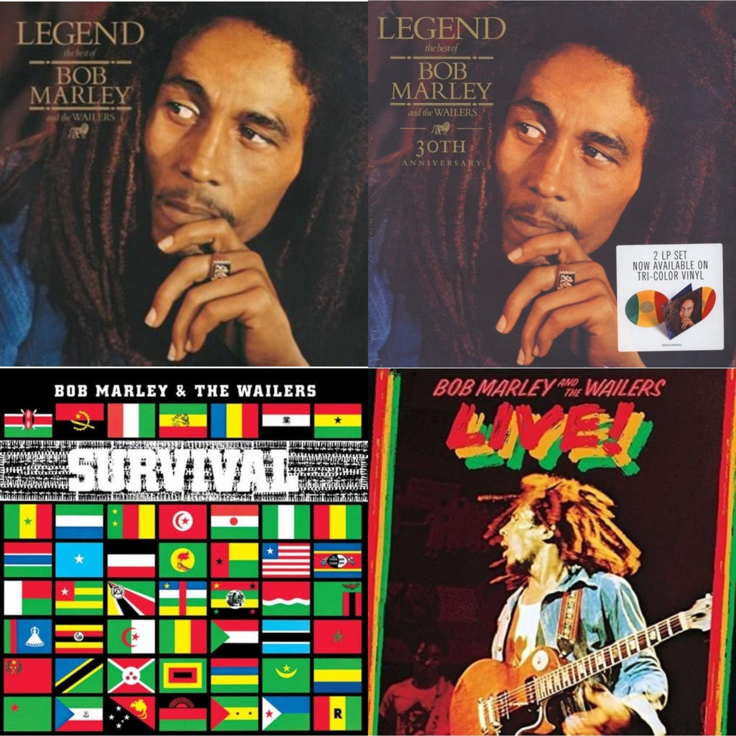 Bob & The Wailers Marley - Legend & Legend (30Th Anniversary) & Live (180G) & Survival (180G) - LP Vinyl Bundle