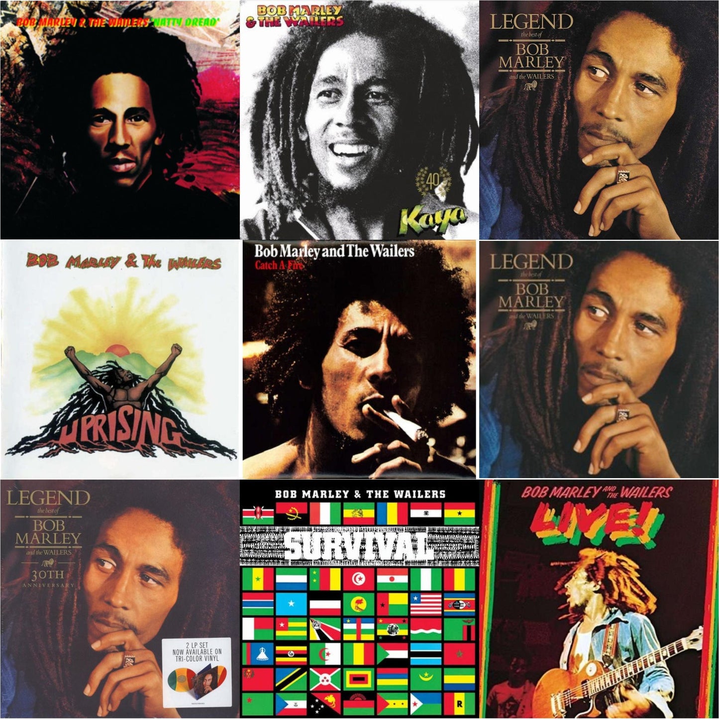 Bob & The Wailers Marley - Legend & Natty Dread (180G) & Catch A Fire & Legend - The Best Of Bob Marley & The Wailers (2LP) & Legend (30Th Anniversary) & Live (180G) & Survival (180G) & Uprising & Kaya 40 (2 LP)