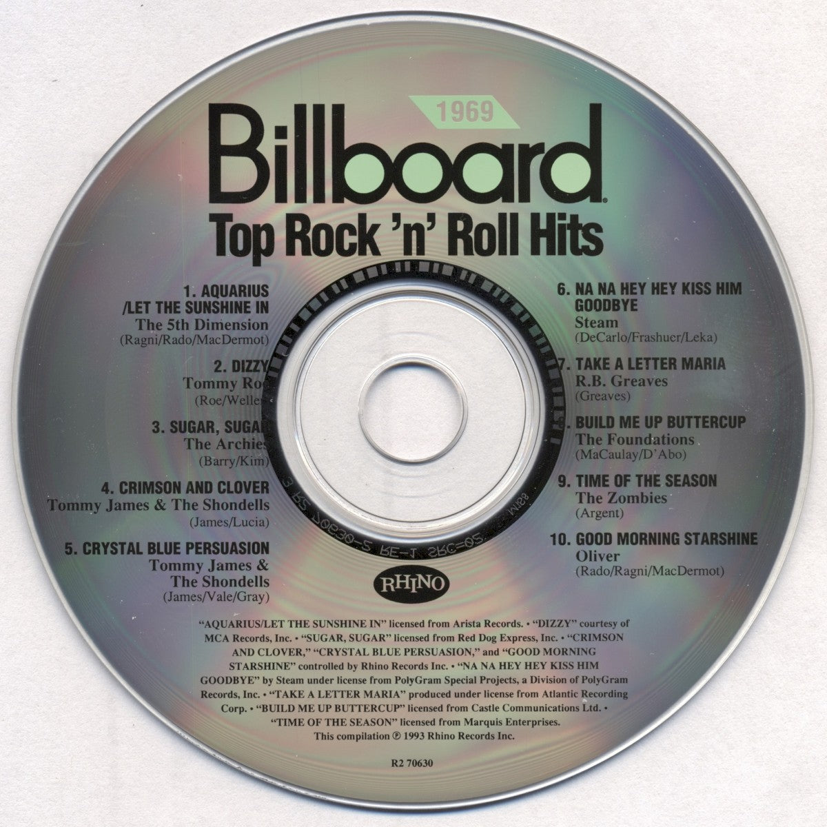 Billboard Top Rock 'n' Roll Hits - 1969 Music CD