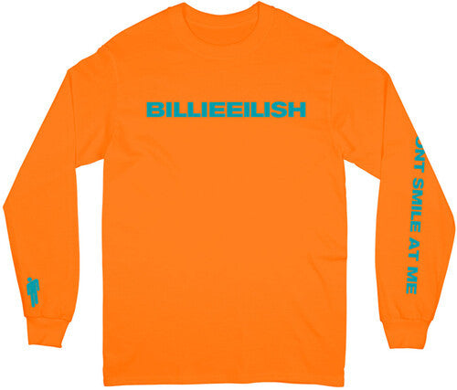 Billie Eilish Billie Eilish Don't Smile Unisex Long Sleeve T-Shirt Small (Large Item, Orange, Small Long Sleeve Shirt) Mens T Shirt Officially Licensed