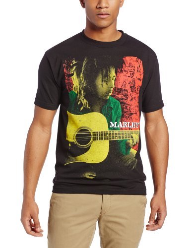 Bob Marley Zion Rootswear Men'S Bob Marley Colored Pose T-Shirt, Black, X-Large Mens T Shirt Officially Licensed
