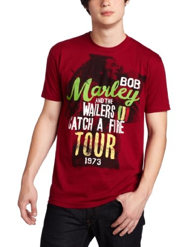 Bob Marley Zion Rootswear Men'S Cedella Marley Short Sleeve Catch A Fire Tour T-Shirt ,Red,Large Mens T Shirt Officially Licensed