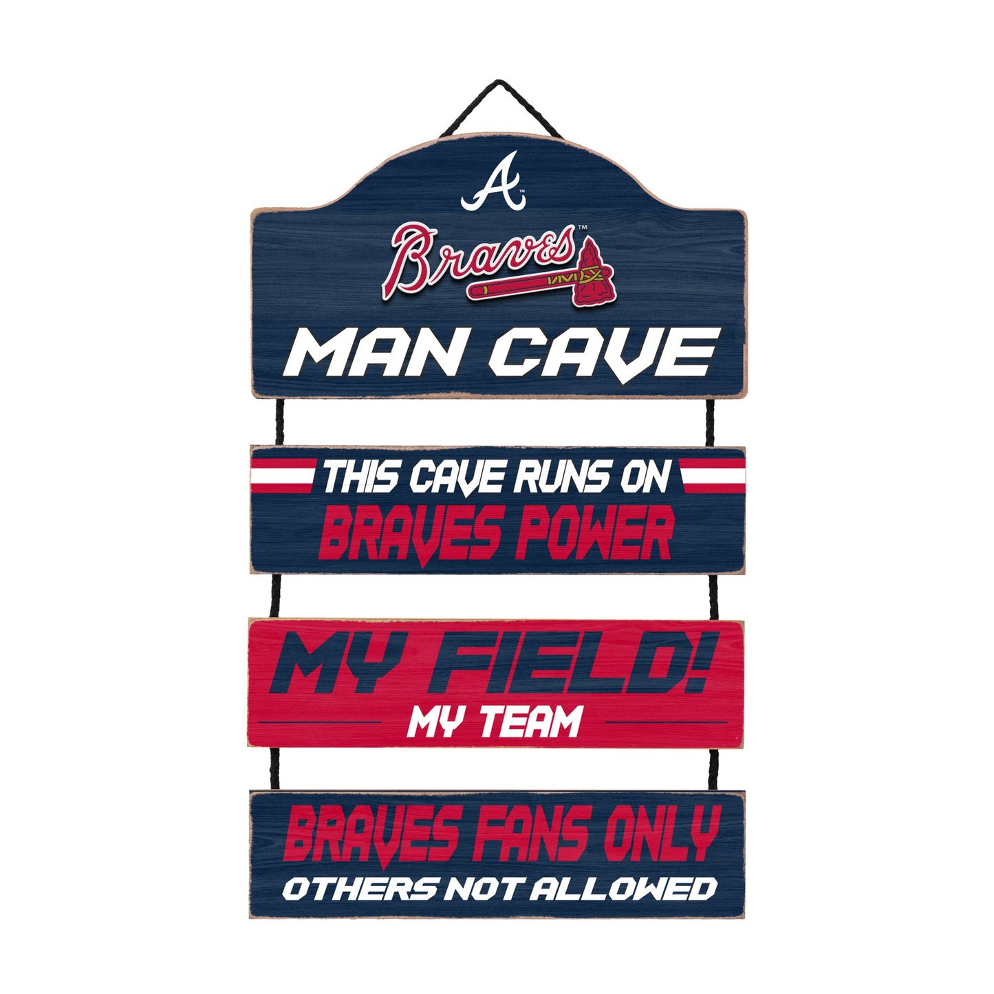 Atlanta Braves Wooden Man Cave Dangle Sign