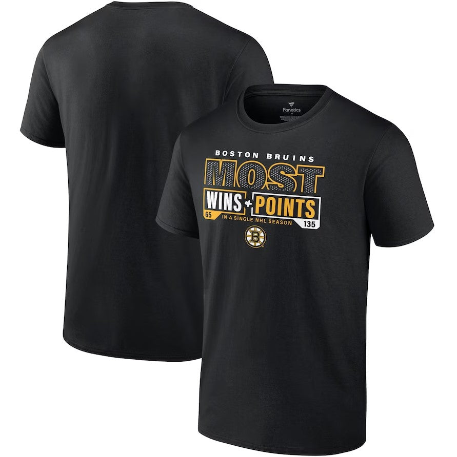 Boston Bruins Most Ever NHL Wins & Points T-Shirt - Black