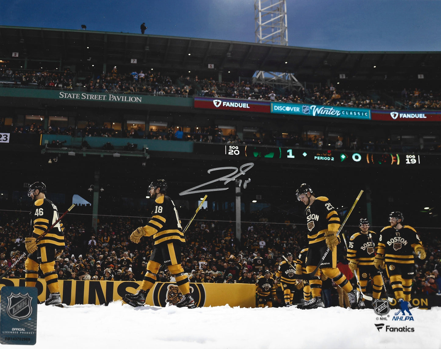 Pavel Zacha 2023 Winter Classic Entrance Boston Bruins Autographed 8" x 10" Hockey Photo