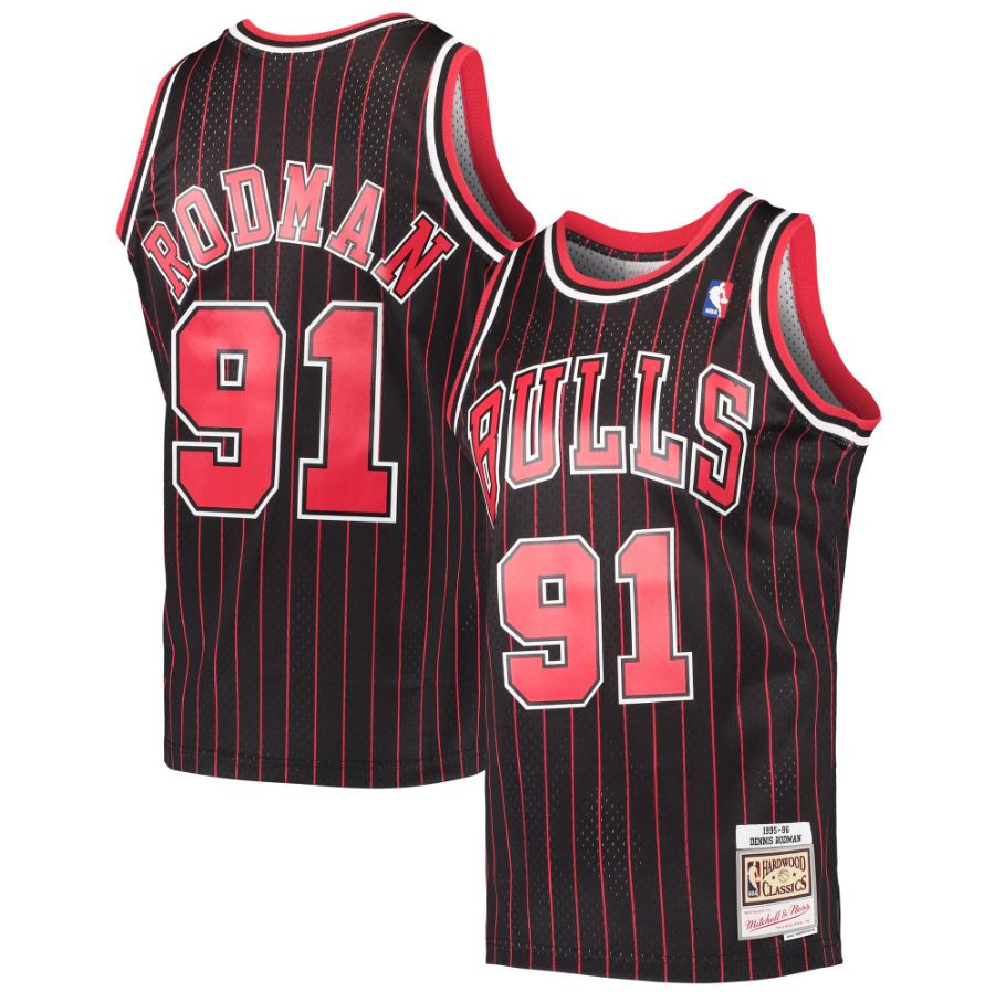 Dennis Rodman Chicago Bulls Mitchell & Ness Black Hardwood Classics 1995-96 Swingman Jersey