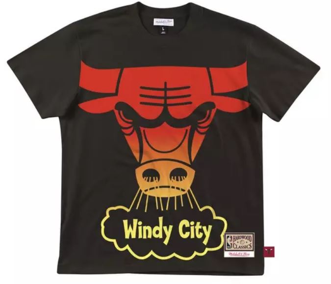 Chicago Bulls Mitchell & Ness Black Flames T-Shirt