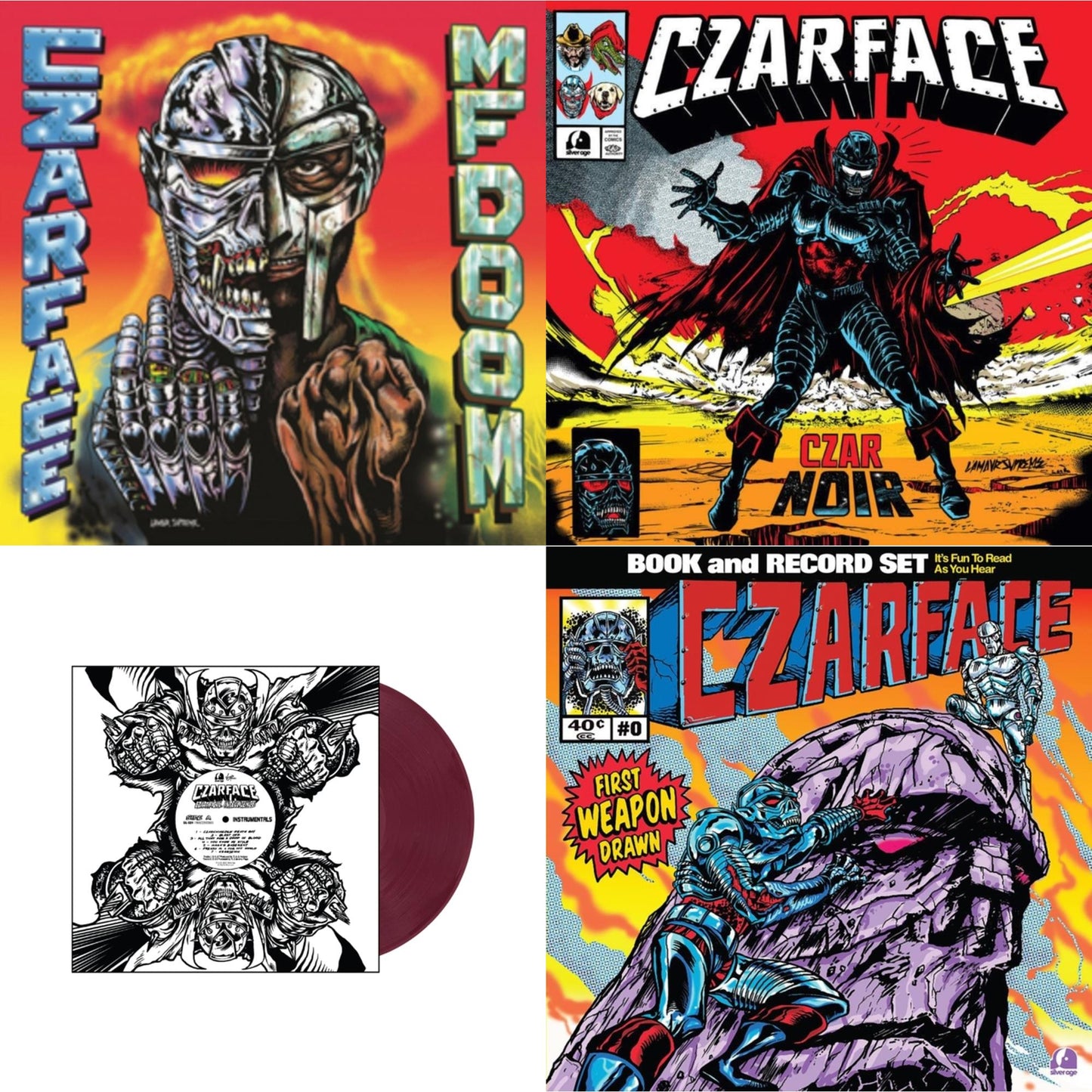 Czarface - First Weapon Drawn (Sky Blue LP Vinyl) & Czar Noir (Red/White LP Vinyl) & Czartificial Intelligence (Instrumentals) (Czarvard Crimson LP Vinyl) (Res Essential) & Czarface Meets Metal Face