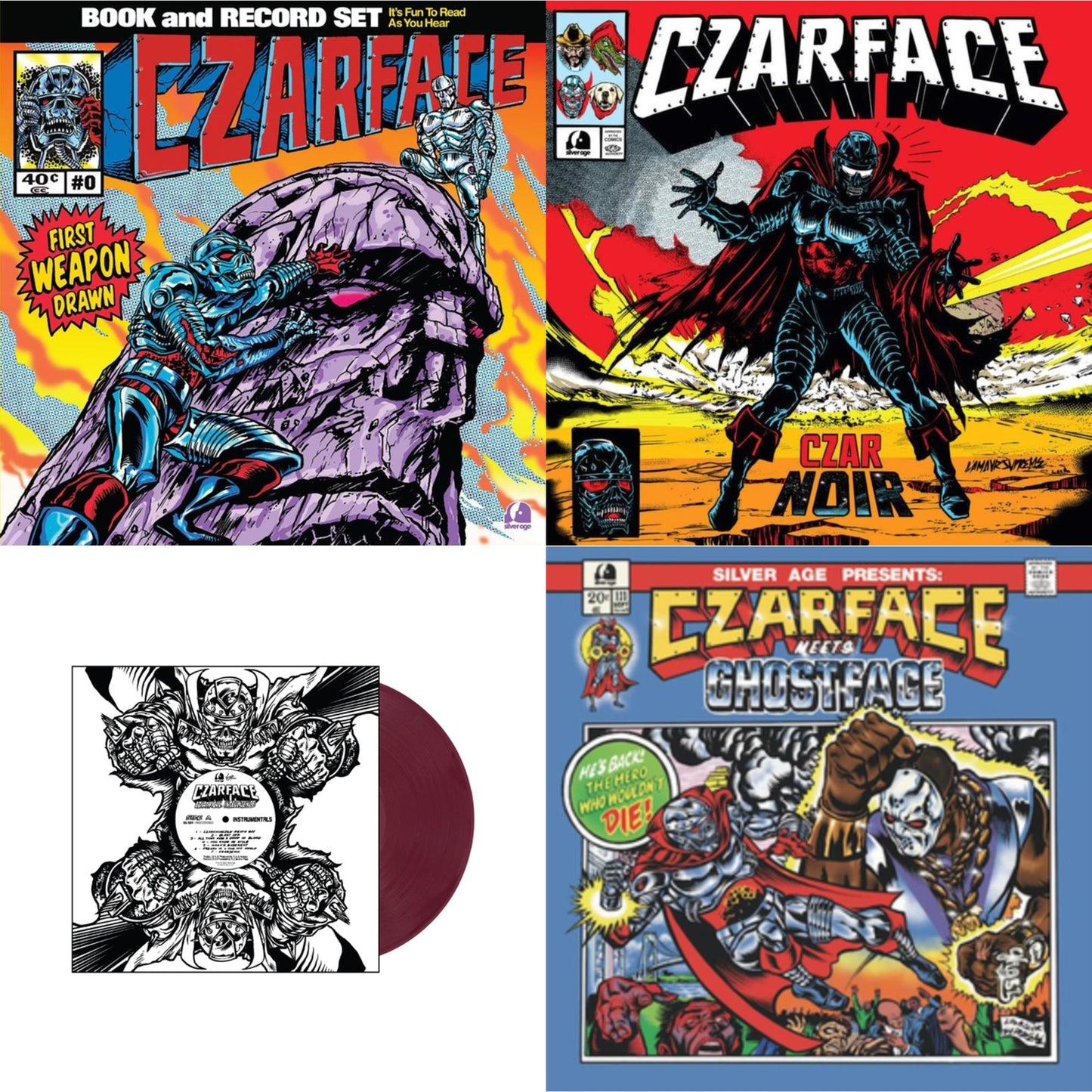 Czarface - First Weapon Drawn (Sky Blue LP Vinyl) & Czar Noir (Red/White LP Vinyl) & Czartificial Intelligence (Instrumentals) (Czarvard Crimson LP Vinyl) (Res Essential) & Czarface Meets Ghostface