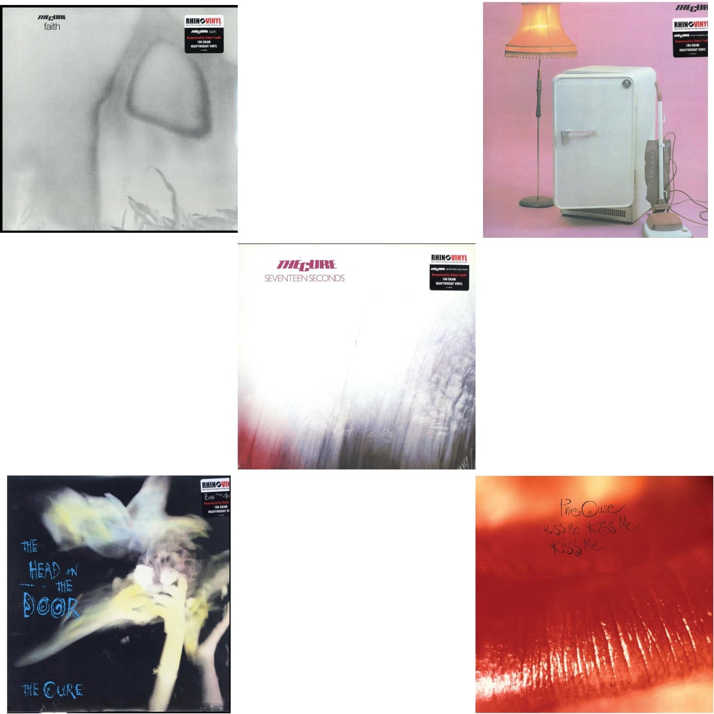 Cure - Head On The Door (180G) & Kiss Me, Kiss Me, Kiss Me (180G) & Three Imaginary Boys (180G) & Seventeen Seconds (180G) & Faith (180G) - LP Vinyl Bundle