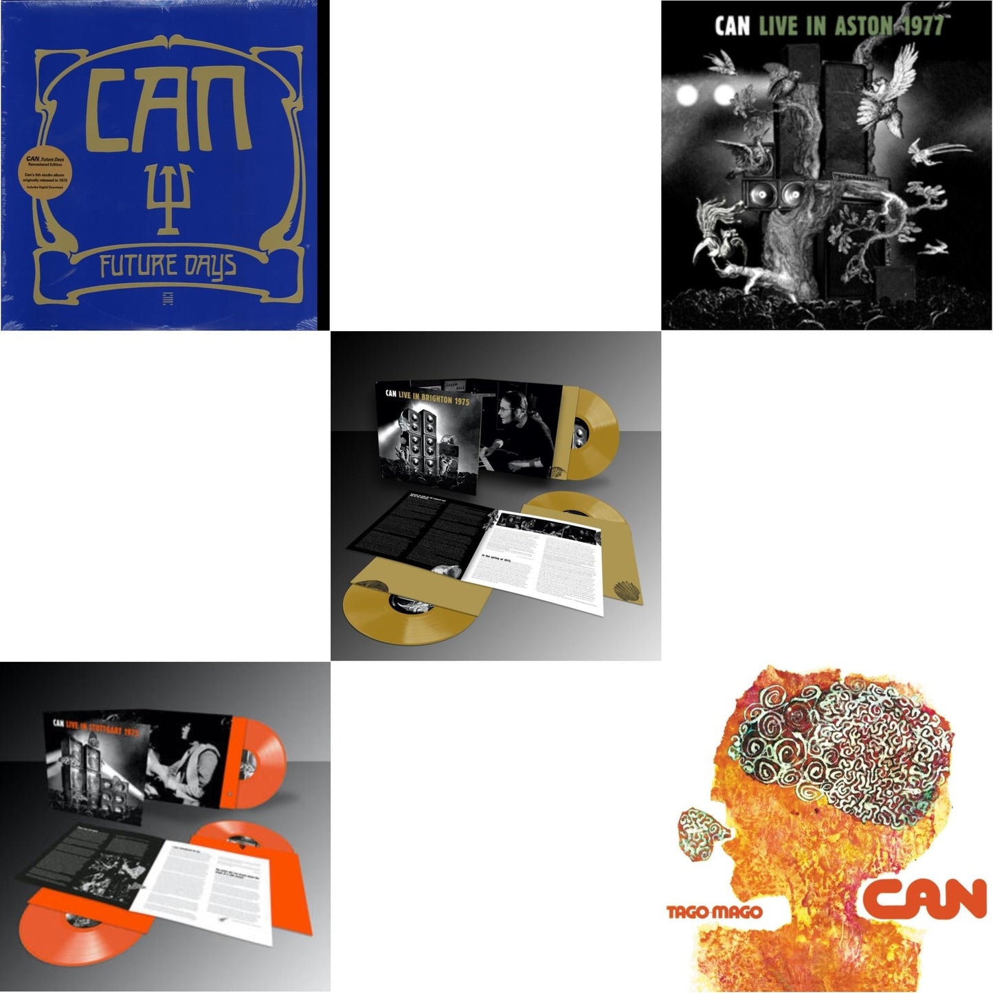 Can - Future Days & Live Stuttgart 1975 (Orange Vinyl/3LP) & Live In Brighton 1975 (Limited Edition/Inca Gold Vinyl/3LP) & Live In Aston 1977 & Tago Mago (Limited Edition Orange LP Vinyl)