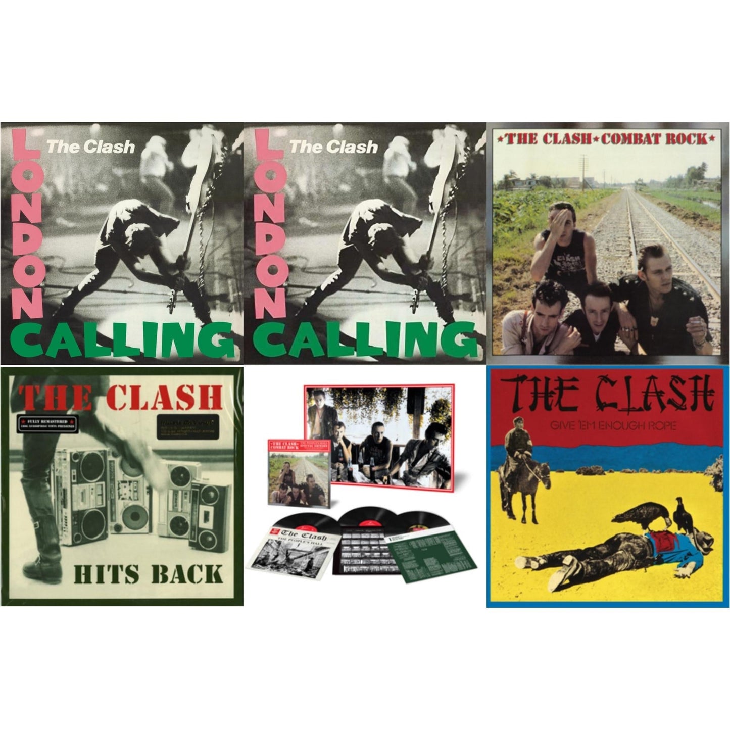 Clash - London Calling (2LP/180G/Remastered) & London Calling & Combat Rock (180G/Remastered) & Hits Back (180G) & Combat Rock + The People's Hall (Special Edition/3LP/180G) & Give 'Em Enough Rope (180G/Remastered)