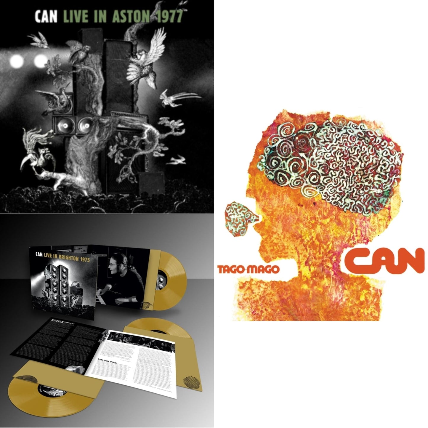 Can - Live In Aston 1977 & Live In Brighton 1975 (Limited Edition/Inca Gold Vinyl/3LP) & Tago Mago (Limited Edition Orange LP Vinyl)