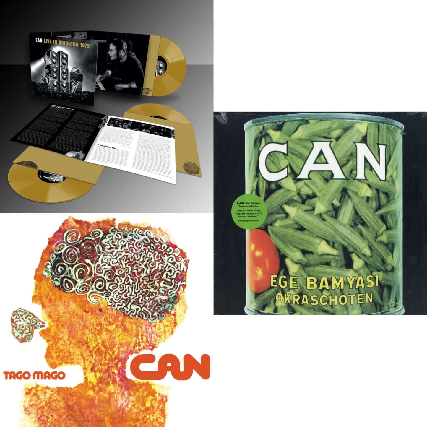 Can - Live In Brighton 1975 (Limited Edition/Inca Gold Vinyl/3LP) & Tago Mago (Limited Edition Orange LP Vinyl) & Ege Bamyasi