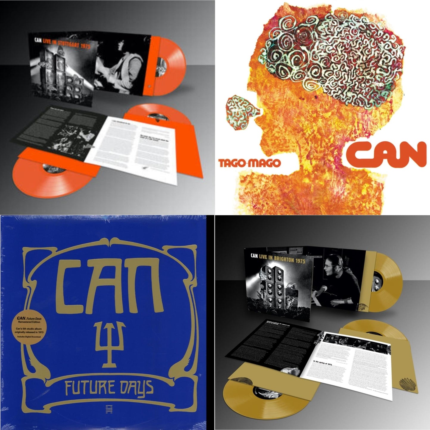 Can - Live Stuttgart 1975 (Orange Vinyl/3LP) & Tago Mago (Limited Edition Orange LP Vinyl) & Future Days & Live In Brighton 1975 (Limited Edition/Inca Gold Vinyl/3LP)
