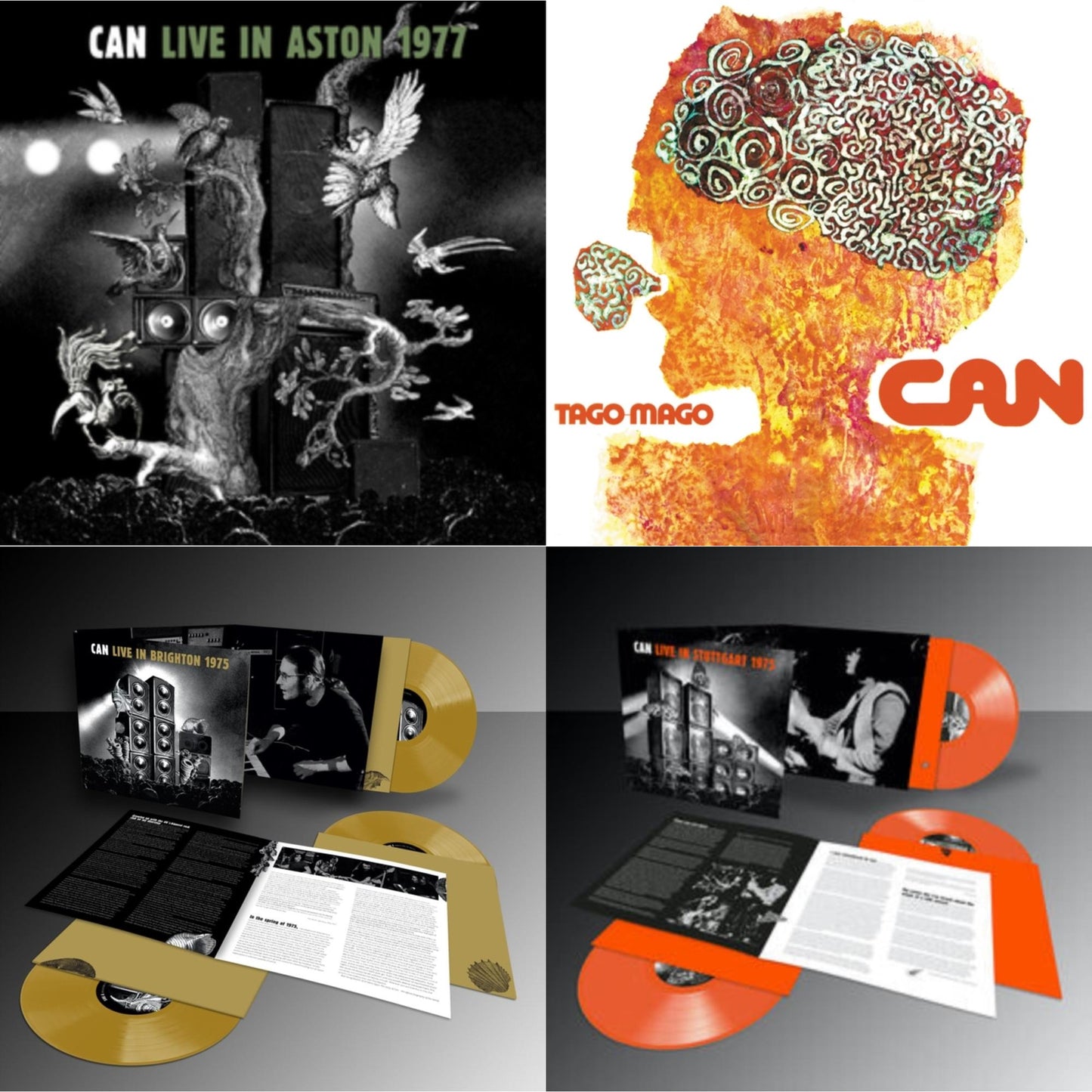Can - Live In Aston 1977 & Tago Mago (Limited Edition Orange LP Vinyl) & Live In Brighton 1975 (Limited Edition/Inca Gold Vinyl/3LP) & Live Stuttgart 1975 (Orange Vinyl/3LP)