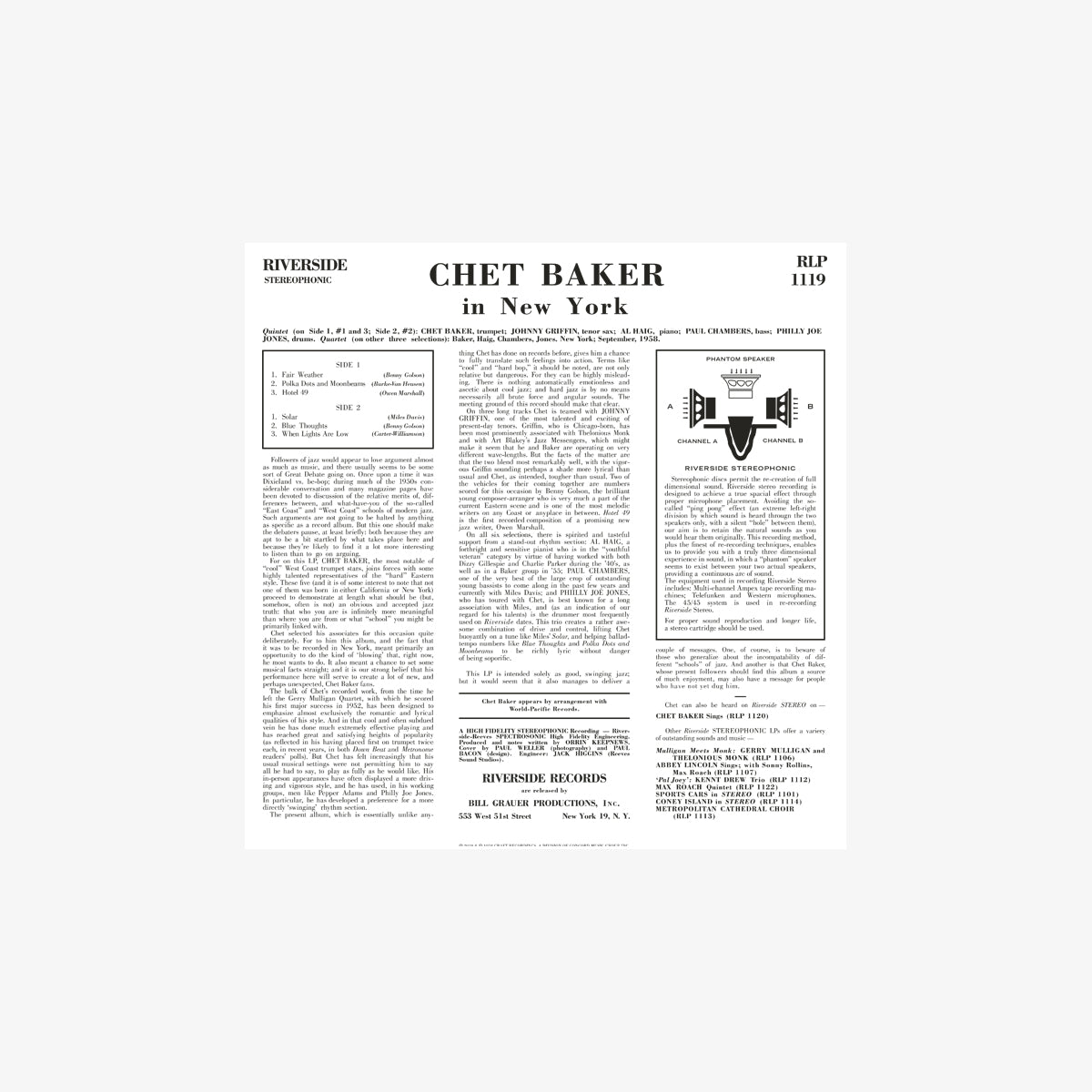 Chet Baker In New York (180g LP) Vinyl Record