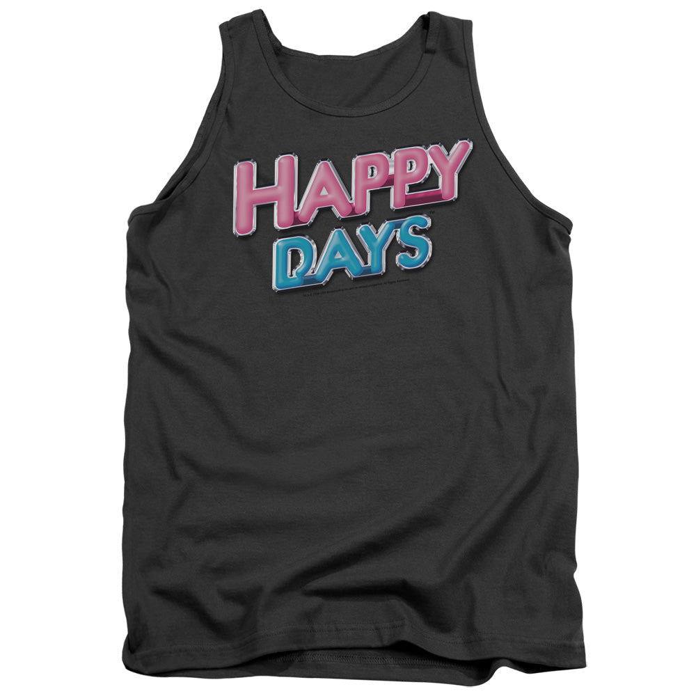 Happy Days Happy Days Logo Mens Tank Top Shirt Charcoal Officially Licensed