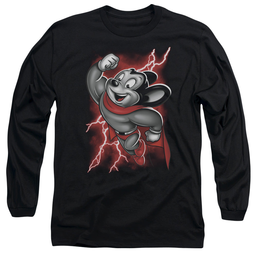 Mighty Mouse Mighty Storm Mens Long Sleeve Shirt Black Officially Licensed