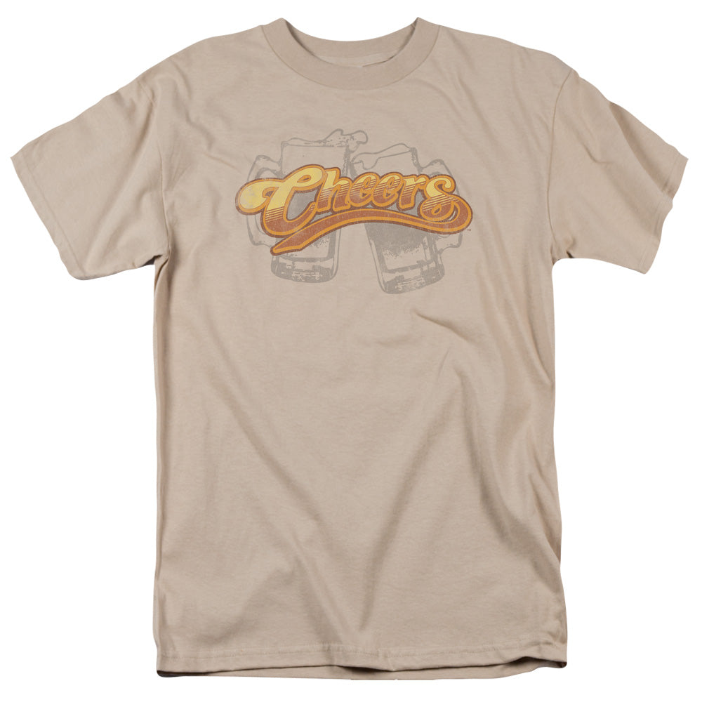 Cheers Beer Mugs Mens T Shirt Sand
