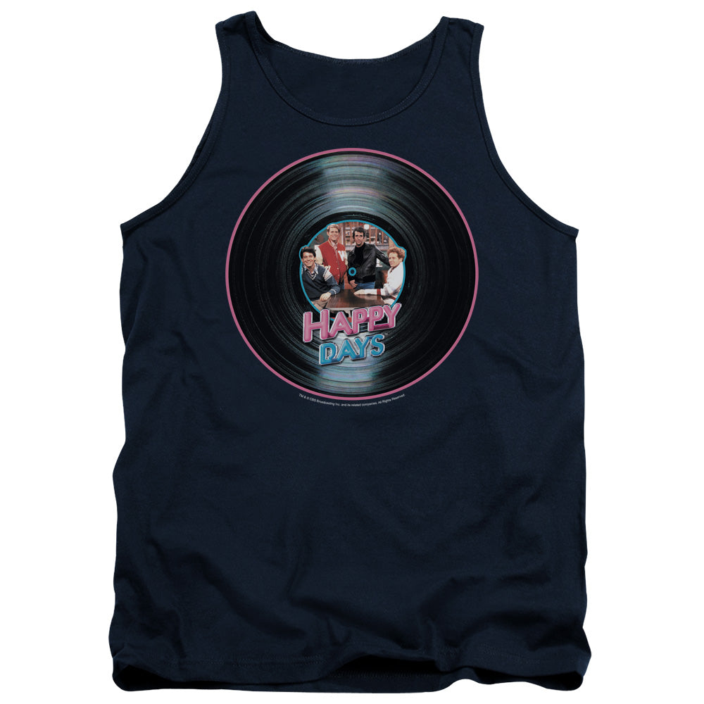 Happy Days On The Record Mens Tank Top Shirt Navy Officially Licensed