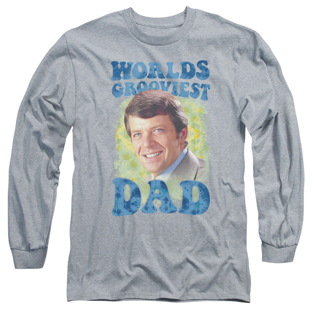 Brady Bunch Worlds Grooviest Mens Long Sleeve Shirt Athletic Heather Officially Licensed Officially Licensed