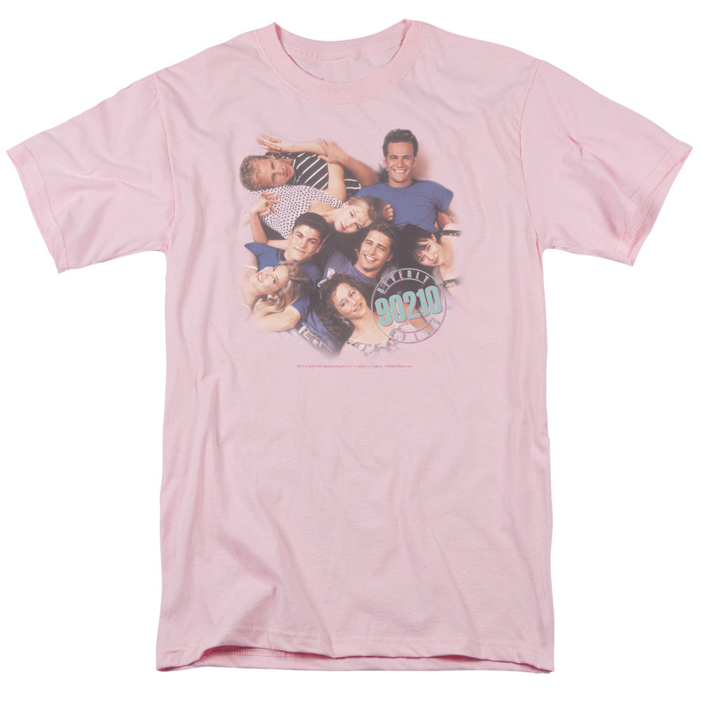 90210 Gang In Logo Mens T Shirt Pink Officially Licensed