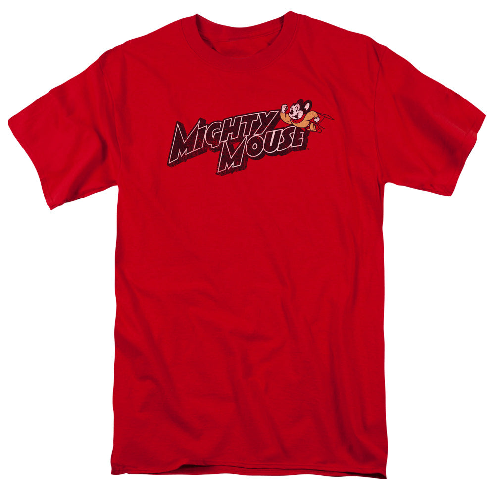 Mighty Mouse Might Logo Mens T Shirt Red Officially Licensed