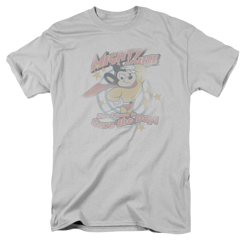 Mighty Mouse At Your Service Mens T Shirt Silver Officially Licensed