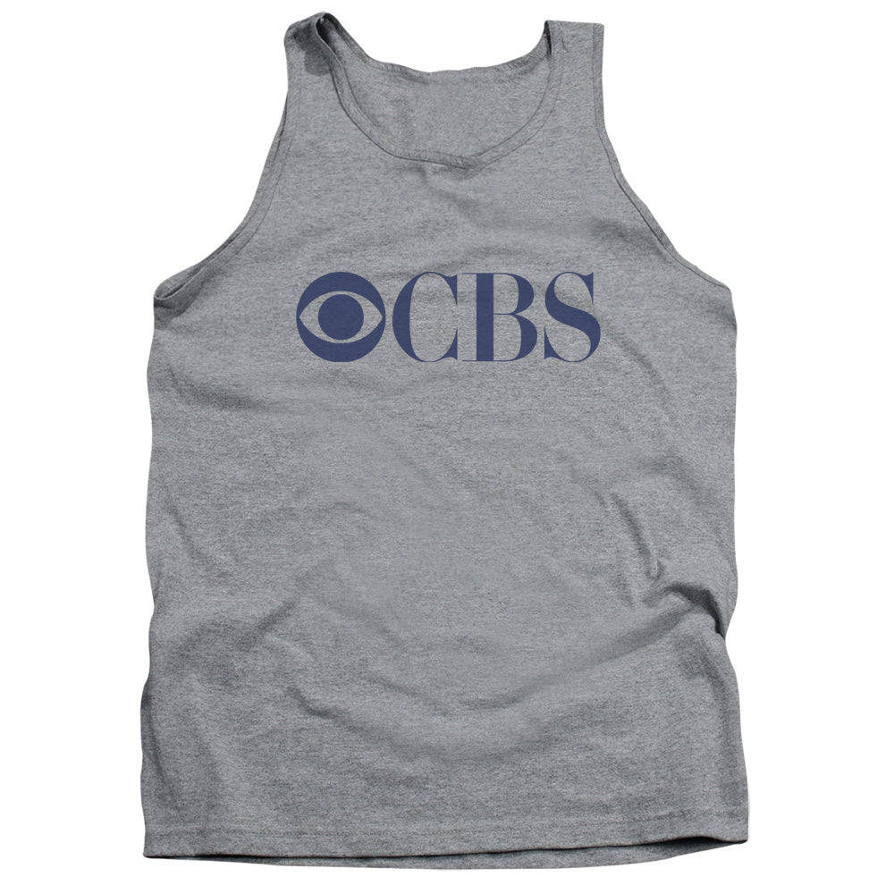 Cbs Logo Mens Tank Top Shirt Athletic Heather Officially Licensed