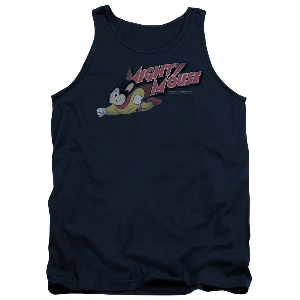 Mighty Mouse Mighty Retro Mens Tank Top Shirt Navy Officially Licensed