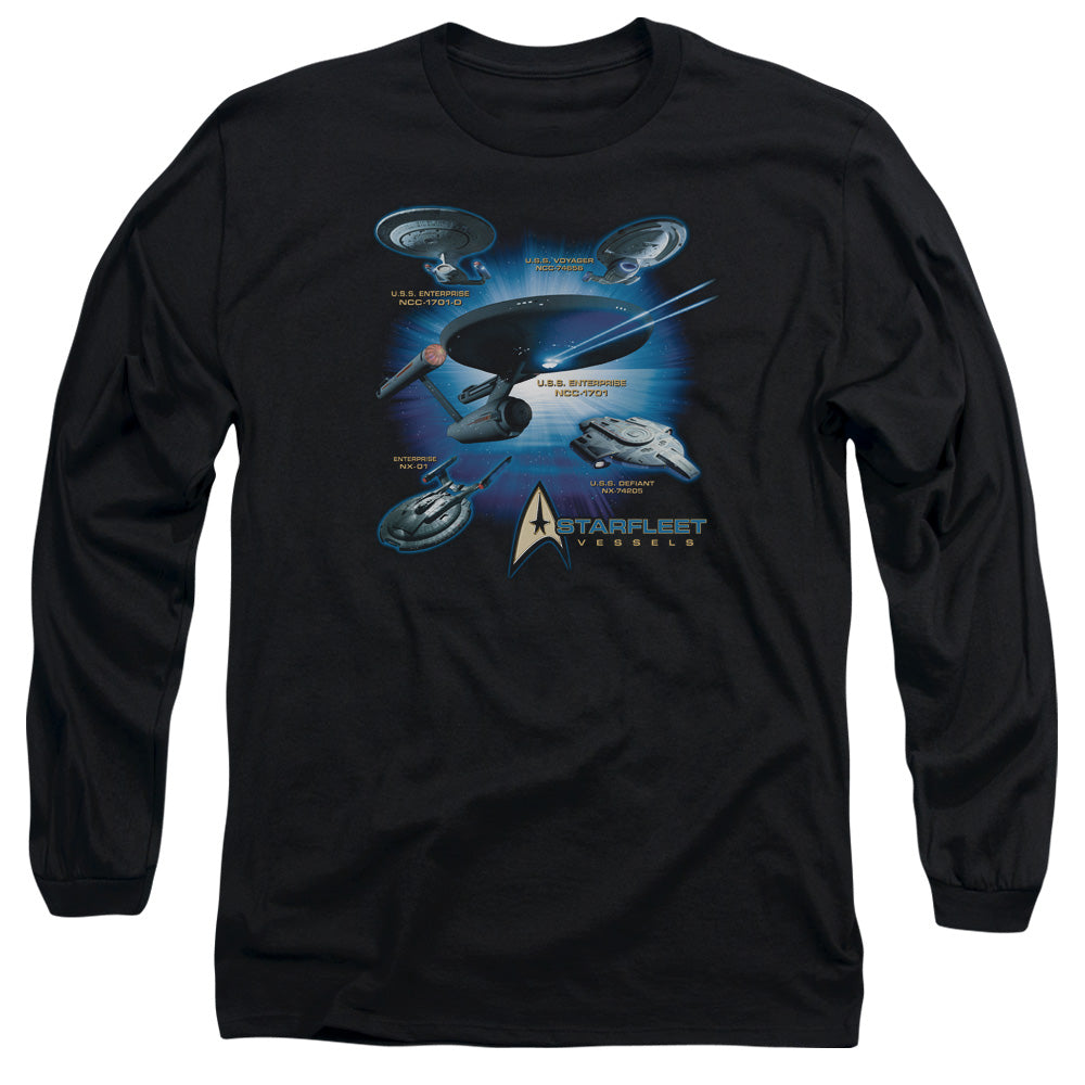 Star Trek Starfleet Vessels Mens Long Sleeve Shirt Black Officially Licensed Officially Licensed