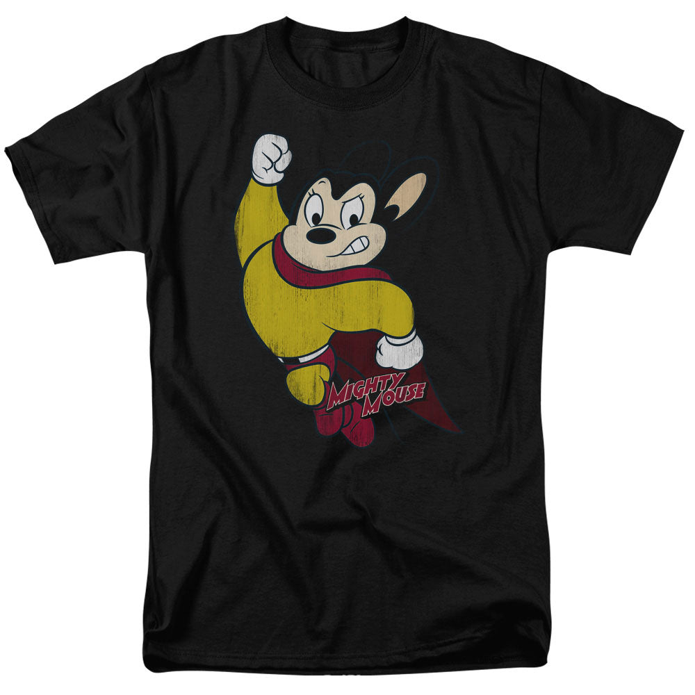 Mighty Mouse Classic Hero Mens T Shirt Black Officially Licensed