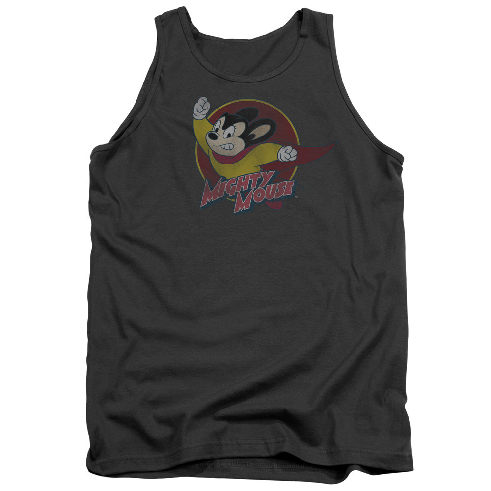 Mighty Mouse Mighty Circle Mens Tank Top Shirt Charcoal Officially Licensed