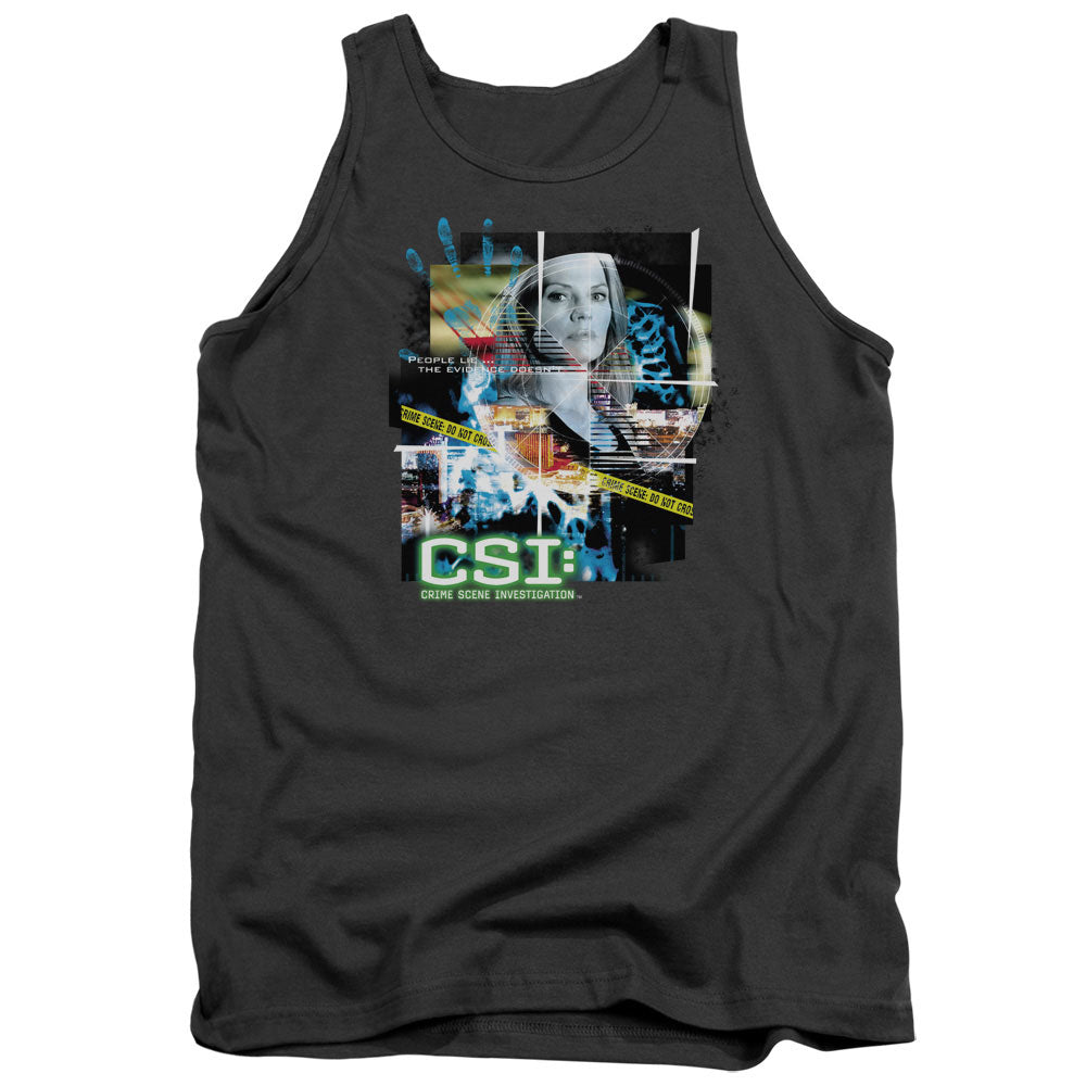Csi Evidence Collage Mens Tank Top Shirt Charcoal Officially Licensed