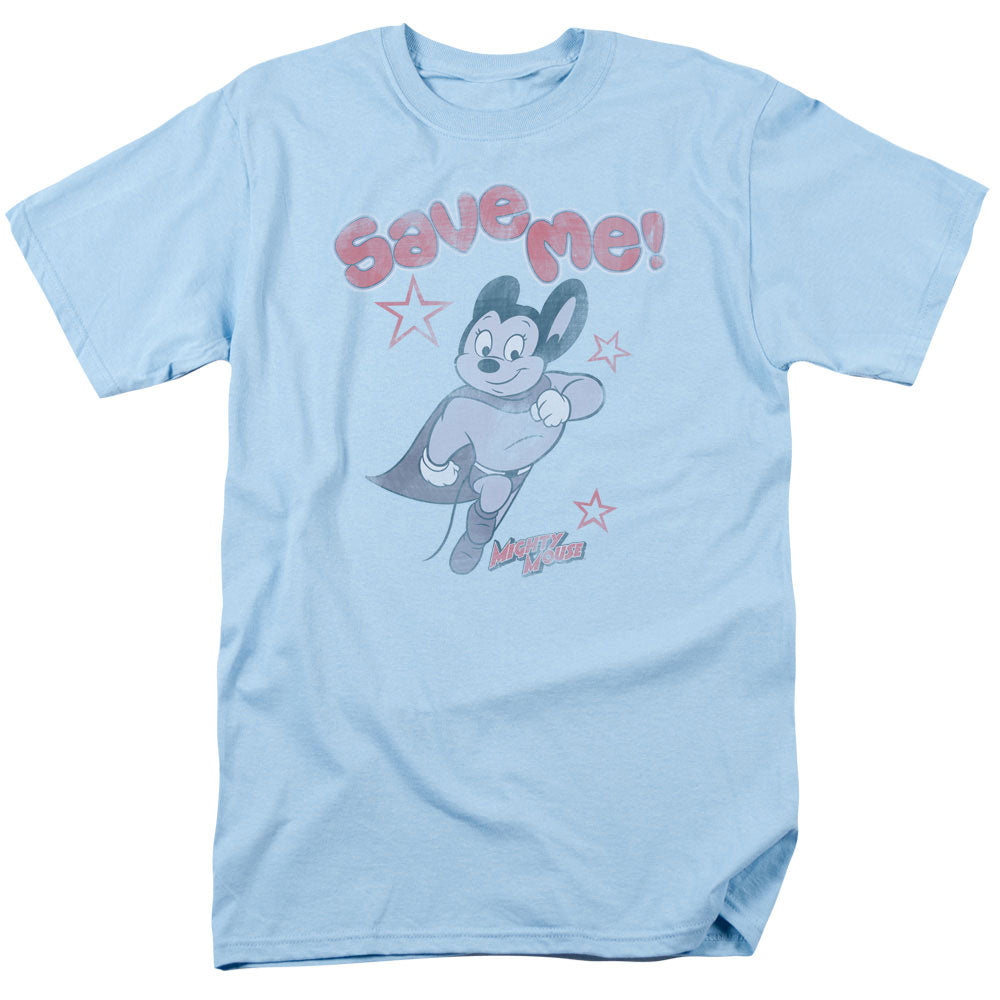 Mighty Mouse Save Me Mens T Shirt Light Blue Officially Licensed
