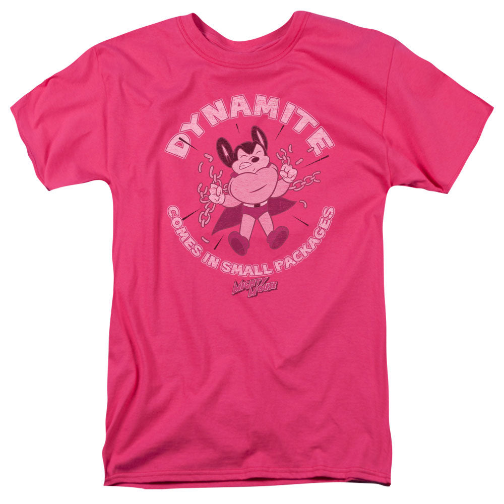 Mighty Mouse Dynamite Mens T Shirt Hot Pink Officially Licensed