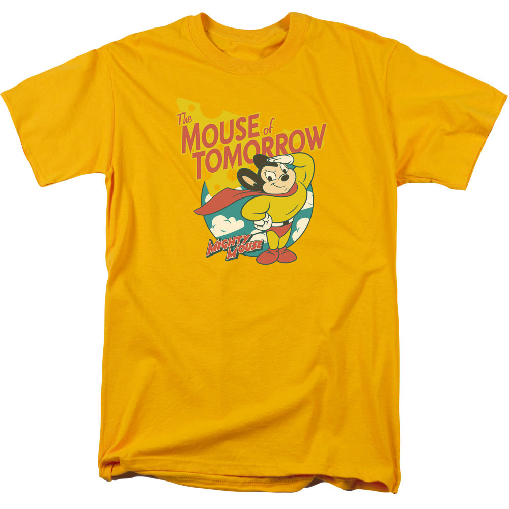 Mighty Mouse Mouse Of Tomorrow Mens T Shirt Gold Officially Licensed