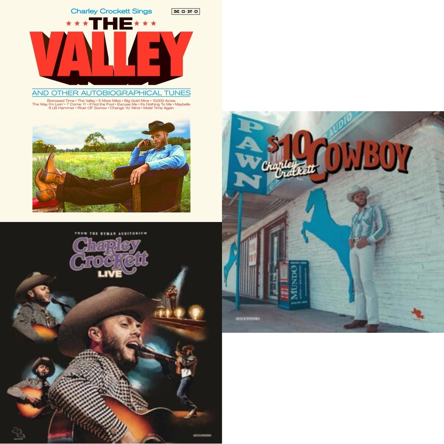 Charley Crockett - Valley & Live From The Ryman (2LP) & $10 Cowboy