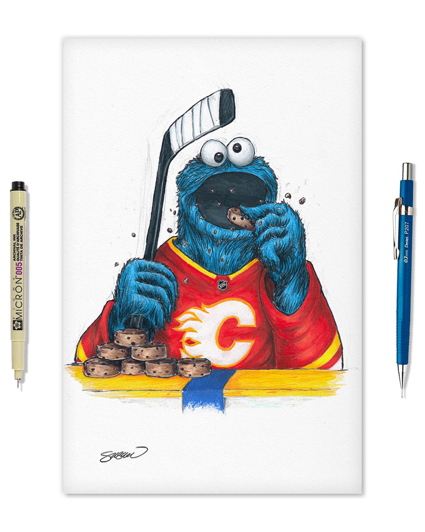 Cookie Monster x NHL Flames Limited Edition Art Print
