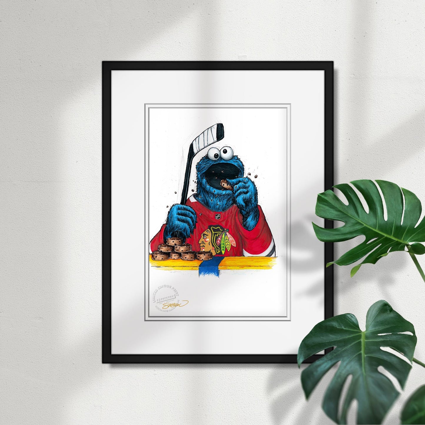 Cookie Monster x NHL Blackhawks Limited Edition Art Print