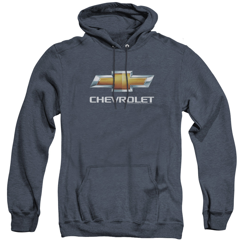 Chevrolets Chevy Bowtie Stacked Heather Mens Hoodie Navy Officially Licensed