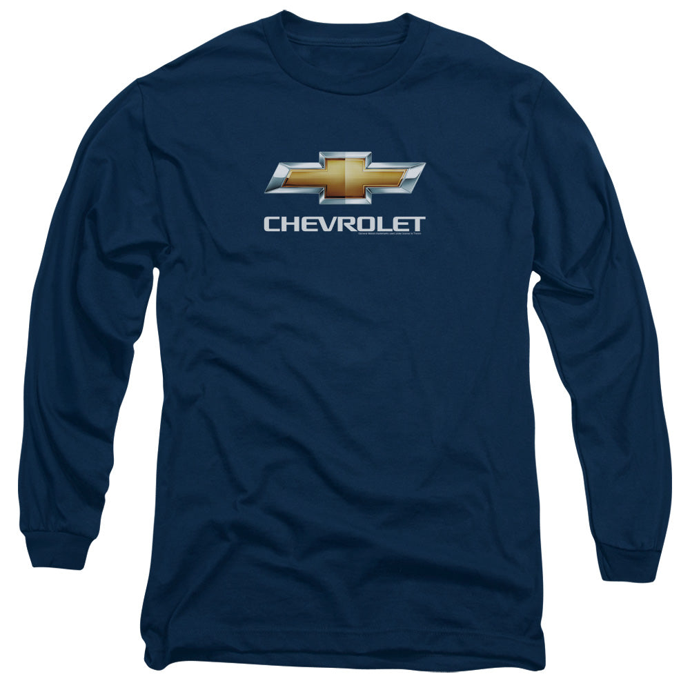 Chevrolet Chevy Bowtie Stacked Mens Long Sleeve Shirt Navy Officially Licensed
