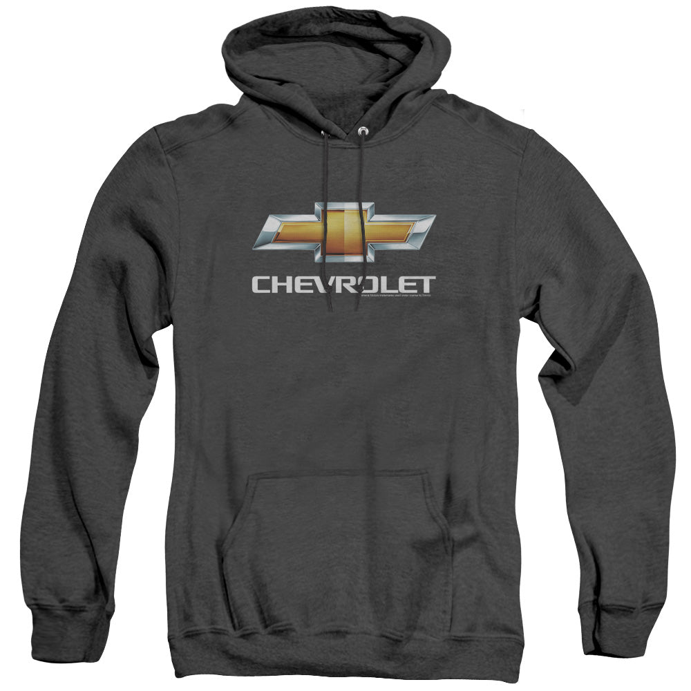 Chevrolets Chevy Bowtie Stacked Heather Mens Hoodie Black Officially Licensed