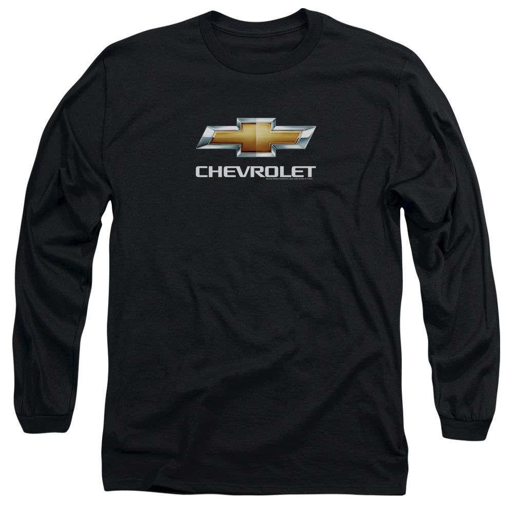 Chevrolet Chevy Bowtie Stacked Mens Long Sleeve Shirt Black Officially Licensed
