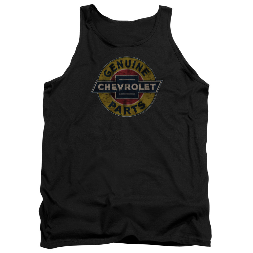 Chevrolet Genuine Chevy Parts Distressed Sign Mens Tank Top Shirt Black Officially Licensed