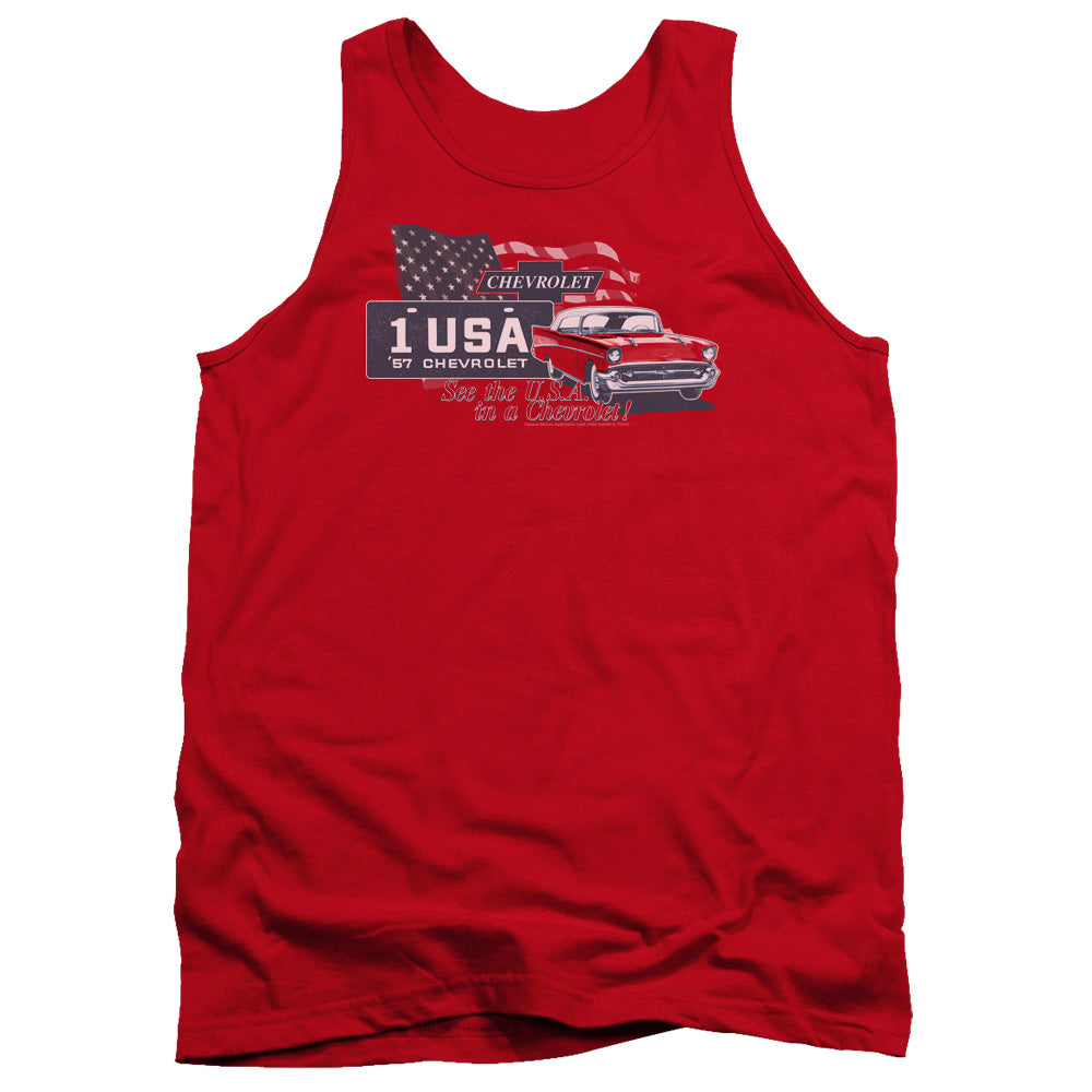 Chevrolet See The Usa Mens Tank Top Shirt Red Officially Licensed