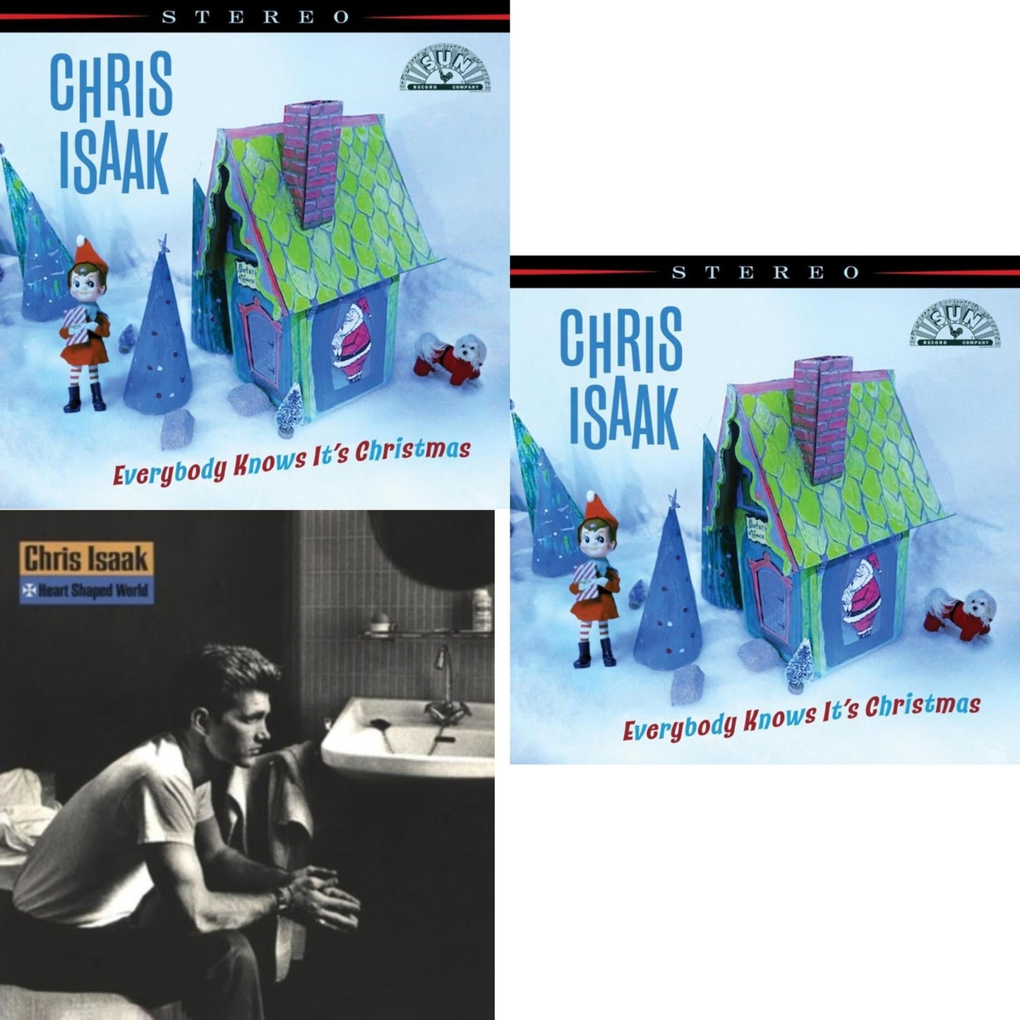 Chris Isaak - Everybody Knows It's Christmas (Deluxe) (Spring Green/Bone White Swirl LP Vinyl) & Heart Shaped World & Everybody Knows It's Christmas (Candy Floss Colored LP Vinyl)
