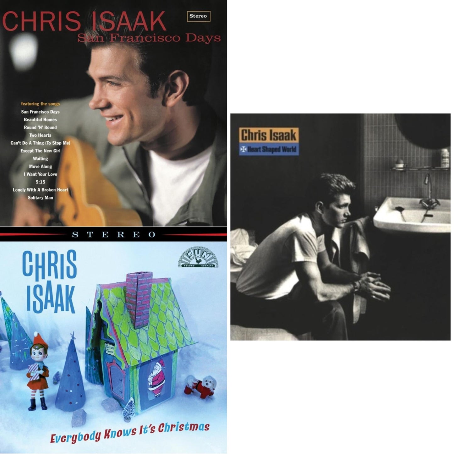 Chris Isaak - San Francisco Days & Everybody Knows It's Christmas (Deluxe) (Spring Green/Bone White Swirl LP Vinyl) & Heart Shaped World