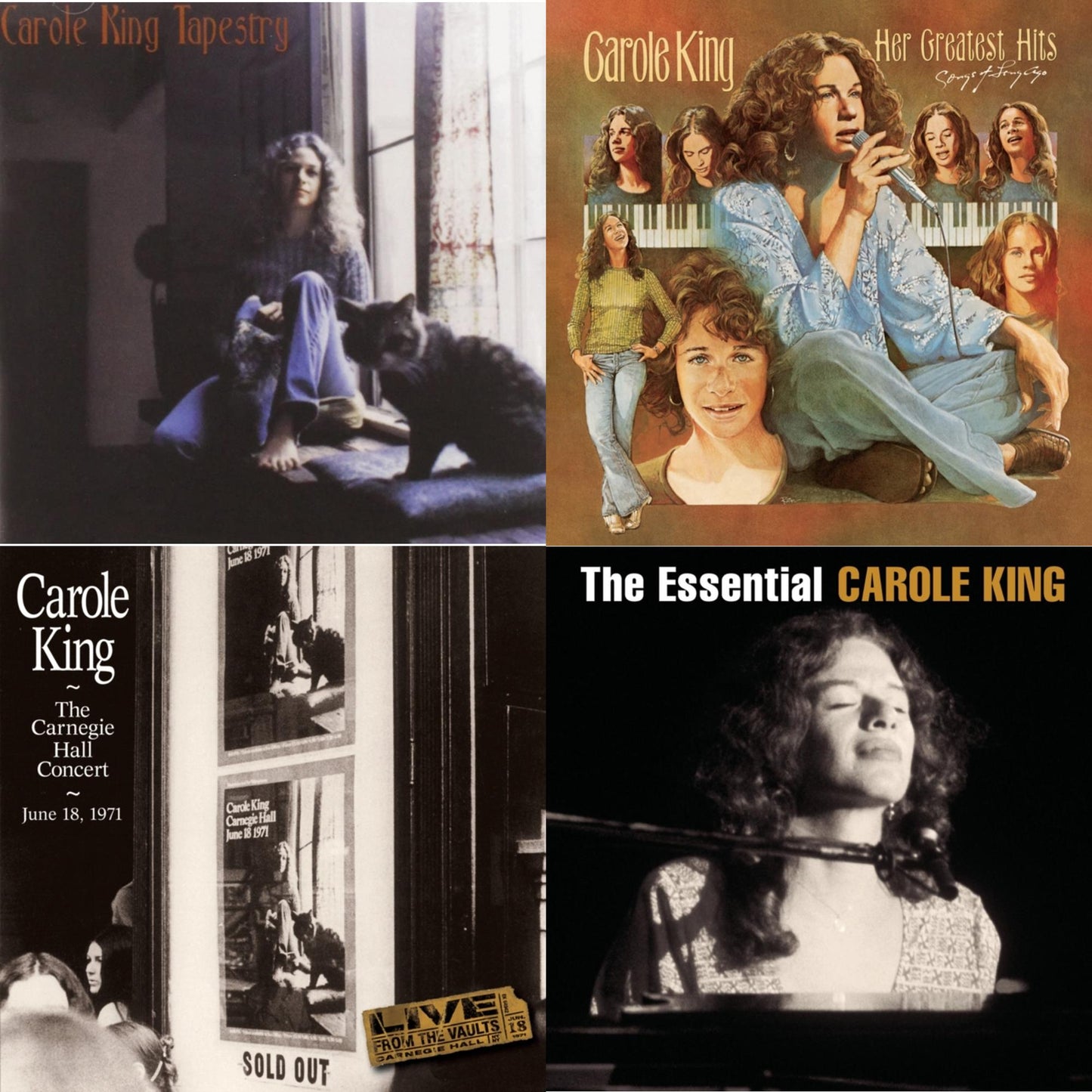 Carole King - Tapestry & Her Greatest Hits: Songs Of Long Ago & Carnegie Hall Concert June 18 1971 & Essential Carole King - CD Bundle